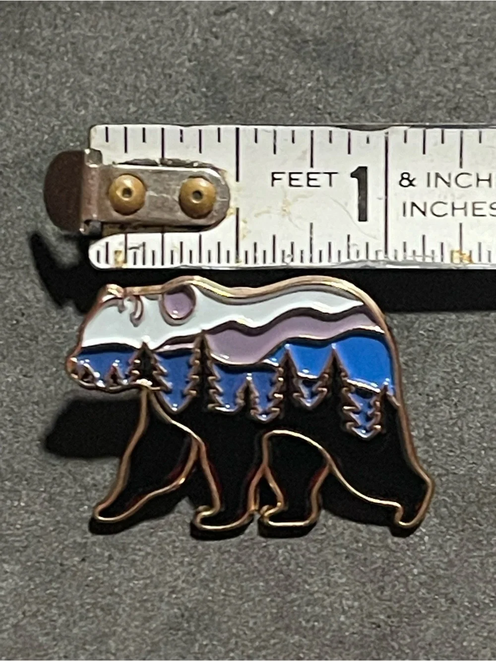Mountain Grizzly Bear Landscape Enamel Pin- Hikers Forest Wilderness NEW